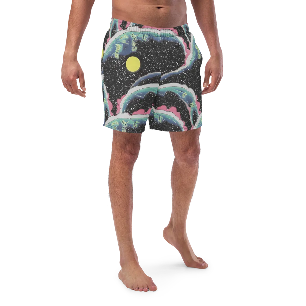 Lunar Waves on Swim Trunks — Front