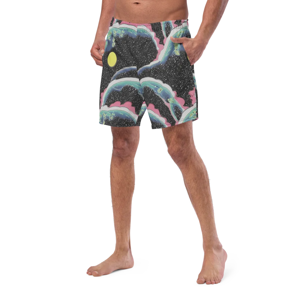 Lunar Waves on Swim Trunks — Left Front