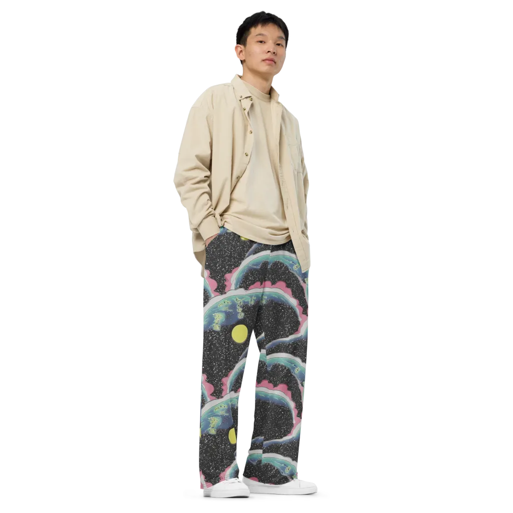 Lunar Waves on Wide-Leg Pants — Right Front