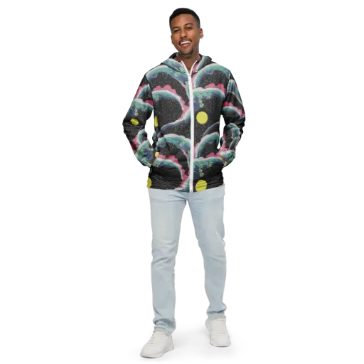 Lunar Waves on a Men's Windbreaker