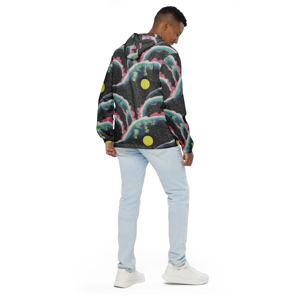 Lunar Waves on Men's Windbreaker — Back