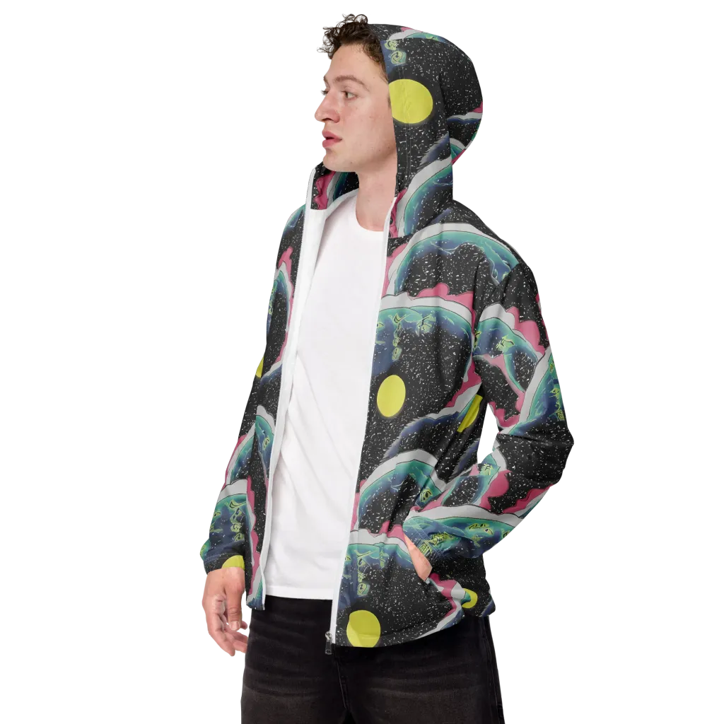 Lunar Waves on Men's Windbreaker — Left Front