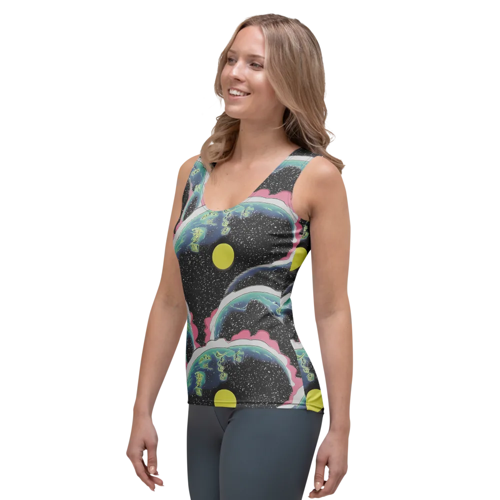 Lunar Waves on Women's Tank Top — Left Front