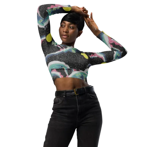 Lunar Waves on a Long Sleeve Crop Top