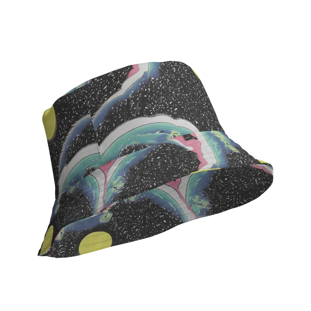 Lunar Waves on Reversible Bucket Hat — Product details Outside