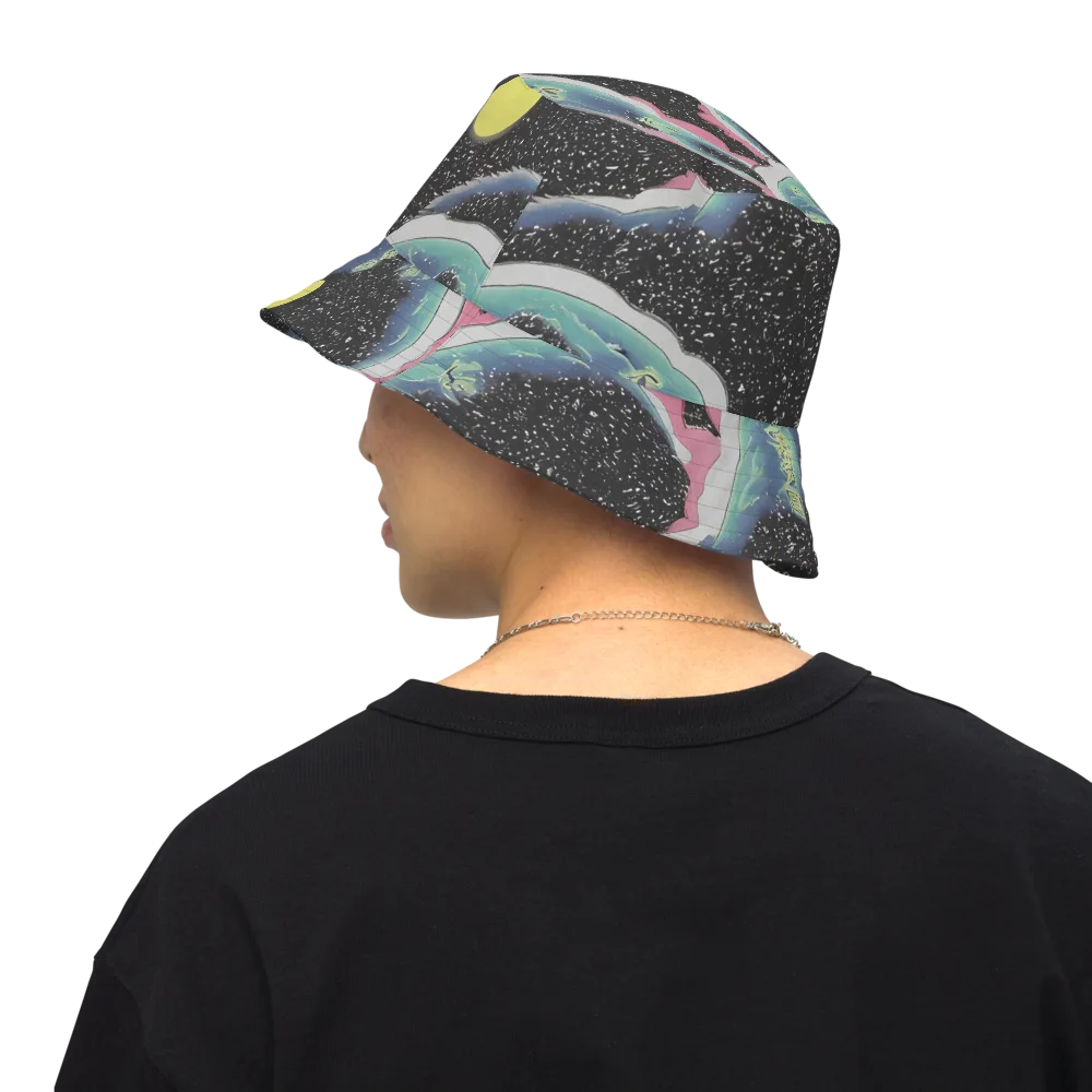 Lunar Waves on Reversible Bucket Hat — Back Inside
