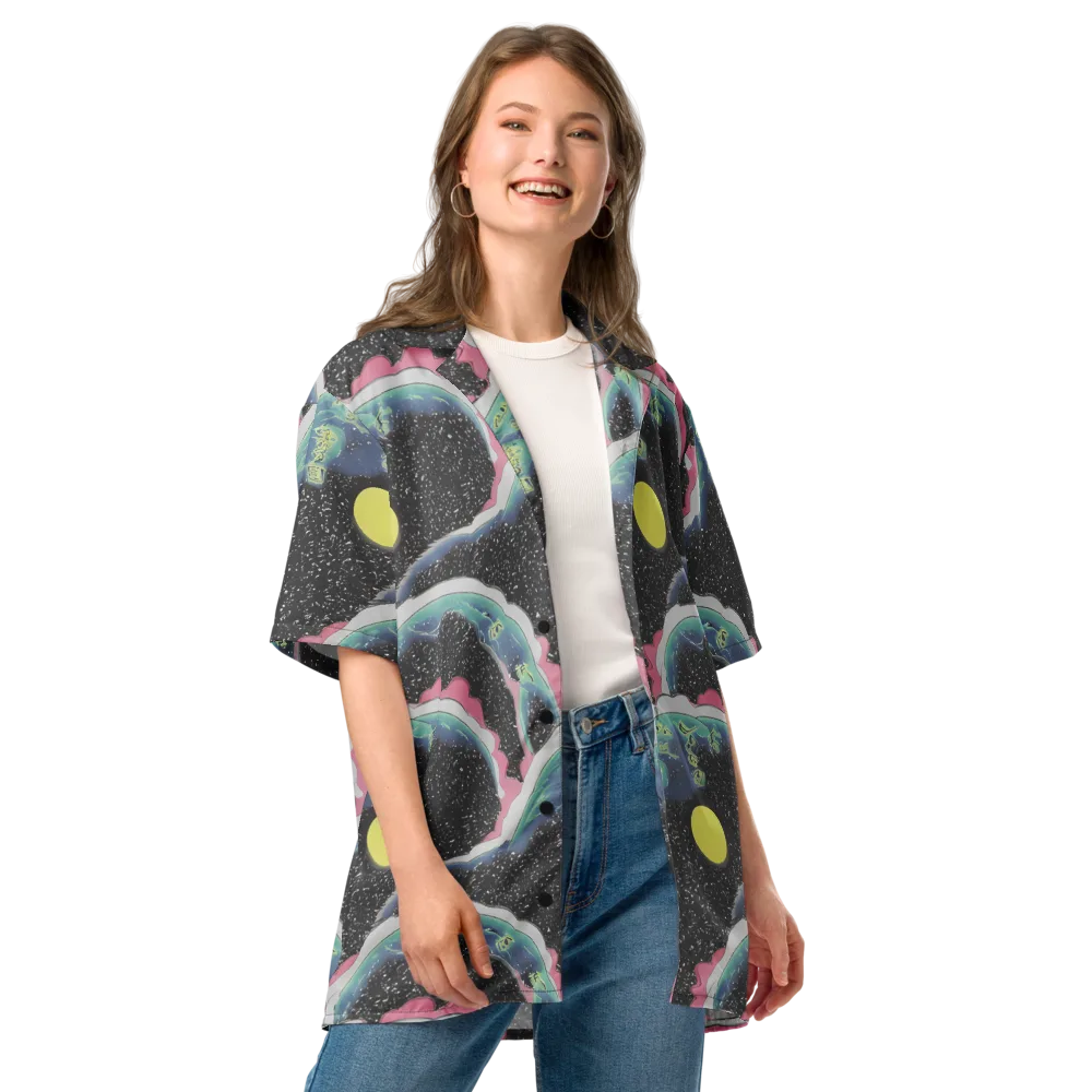 Lunar Waves on Button Shirt — Front