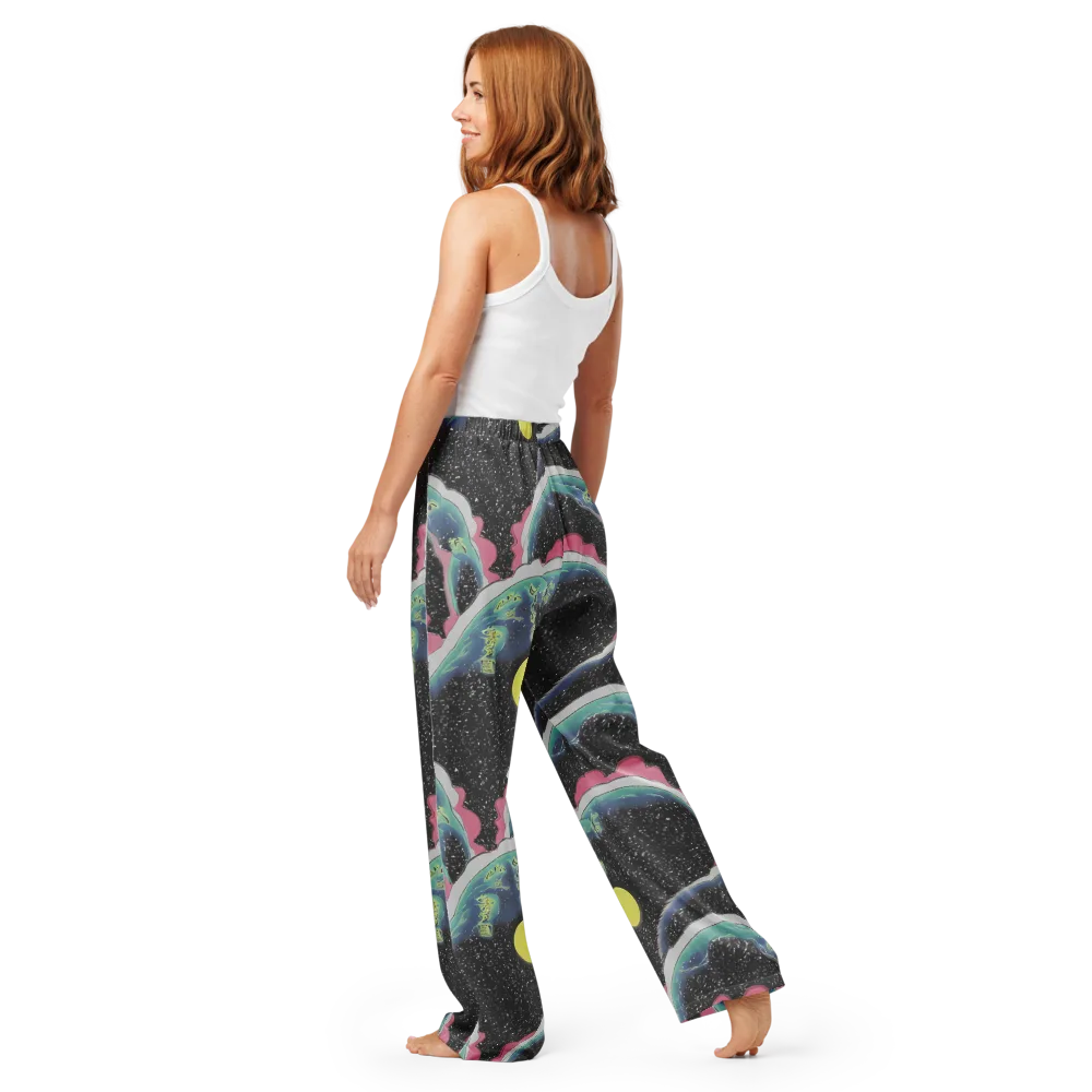 Lunar Waves on Women's Pajama Pants — Back