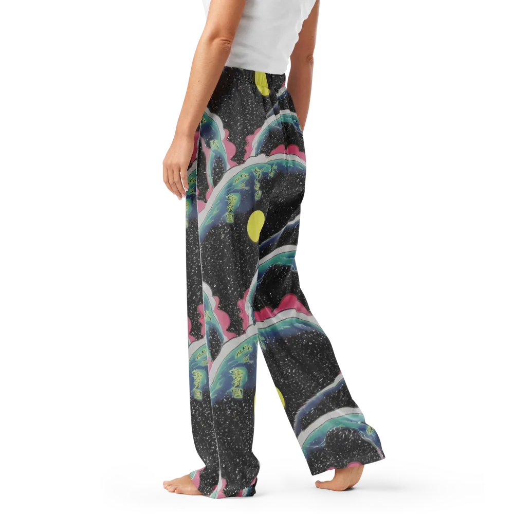 Lunar Waves on Women's Pajama Pants — Left