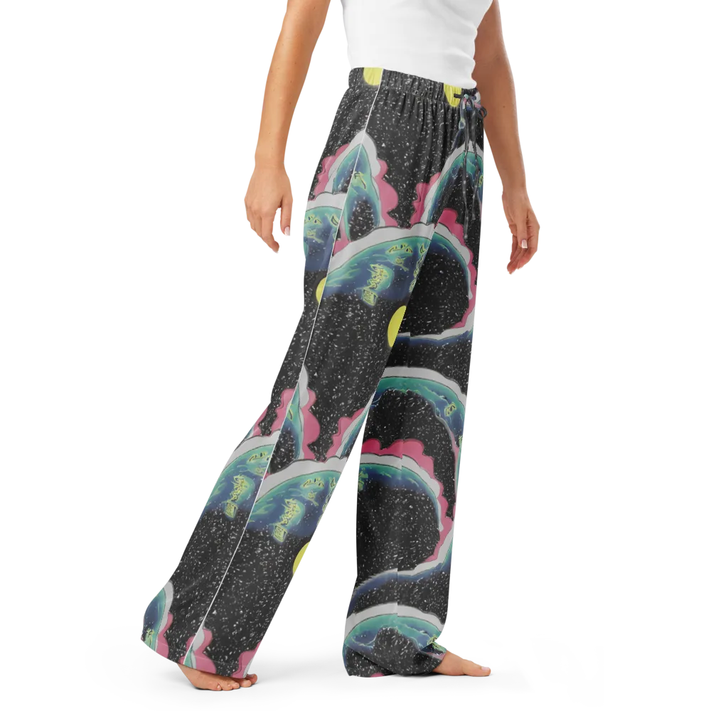 Lunar Waves on Women's Pajama Pants — Right Front