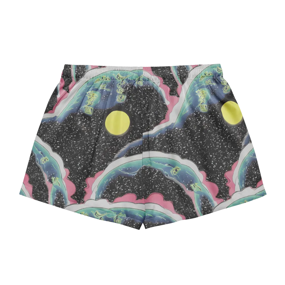 Lunar Waves on Women's Pajama Shorts — Back