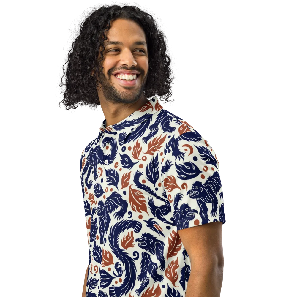 Ember Beasts on Men's Slim Fit Polo Shirt — Left Front