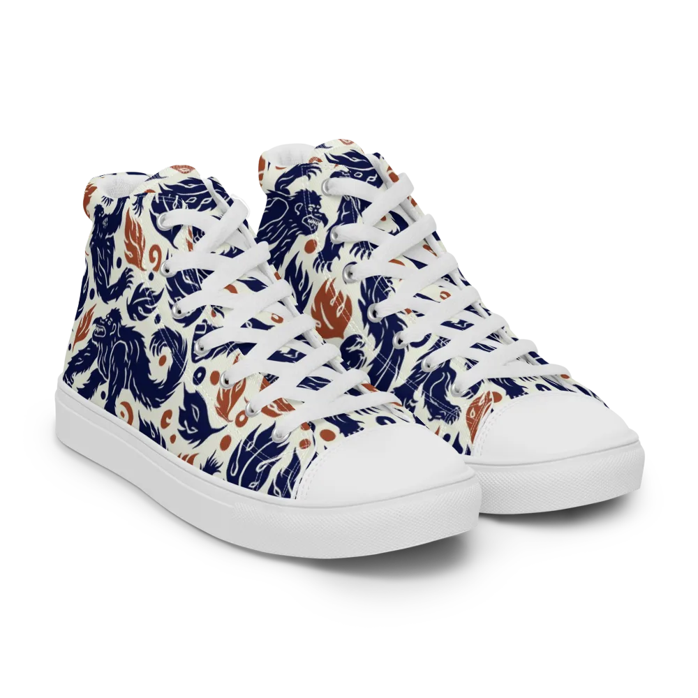 Ember Beasts on Men's High Top Canvas Shoes — Right Front