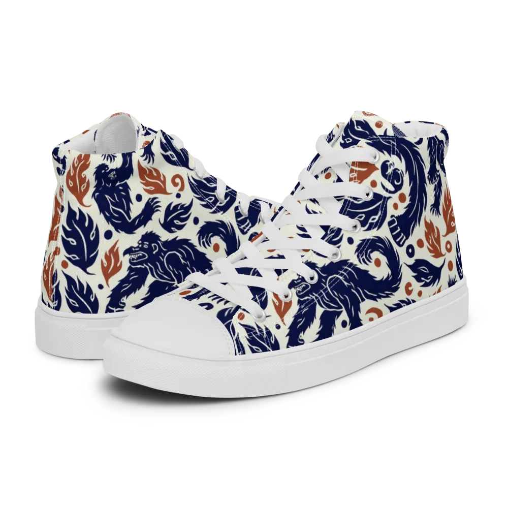 Ember Beasts on Men's High Top Canvas Shoes — Left