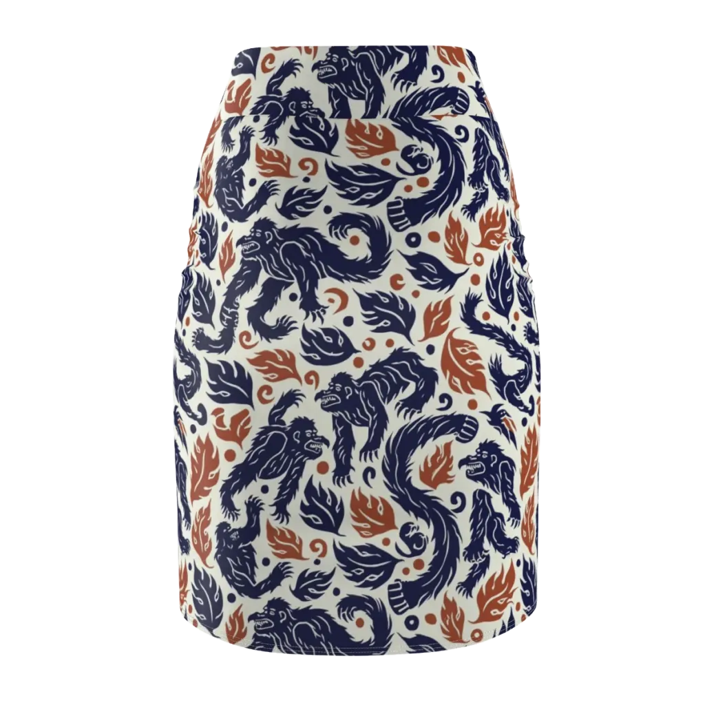 Ember Beasts on Pencil Skirt — Back