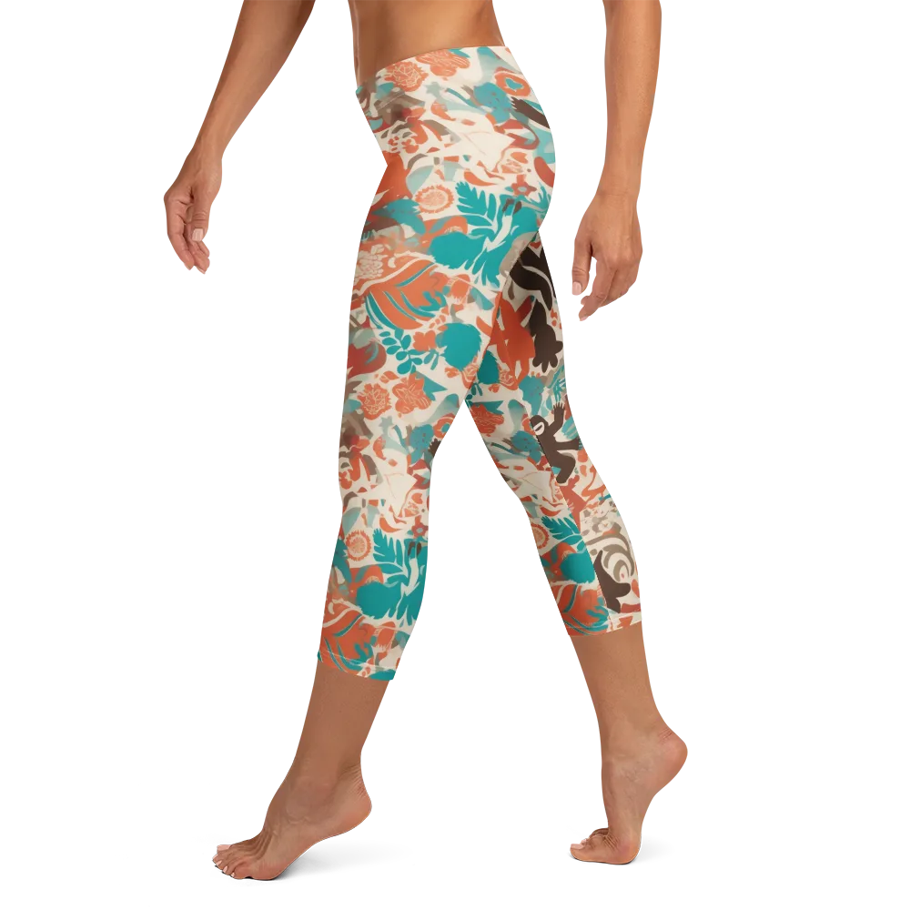 Tropical Cutout on Capri Leggings — Left