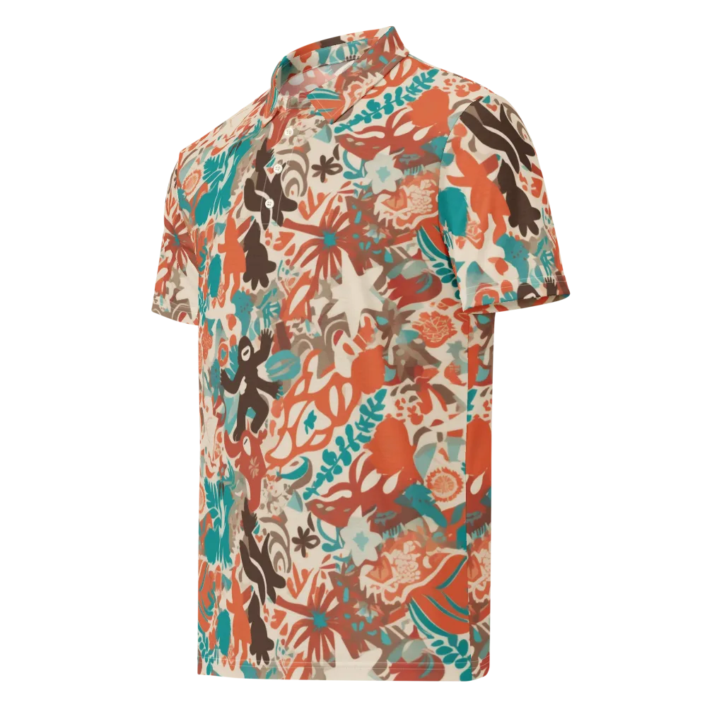 Tropical Cutout on Men's Slim Fit Polo Shirt — Left Front