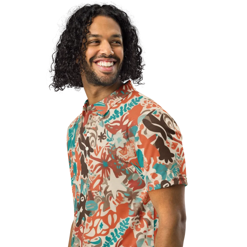 Tropical Cutout on Men's Slim Fit Polo Shirt — Left Front