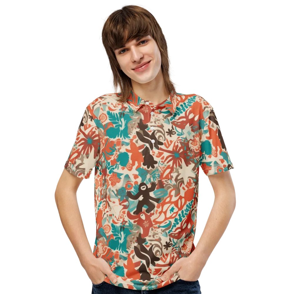 Tropical Cutout on Men's Slim Fit Polo Shirt — Front