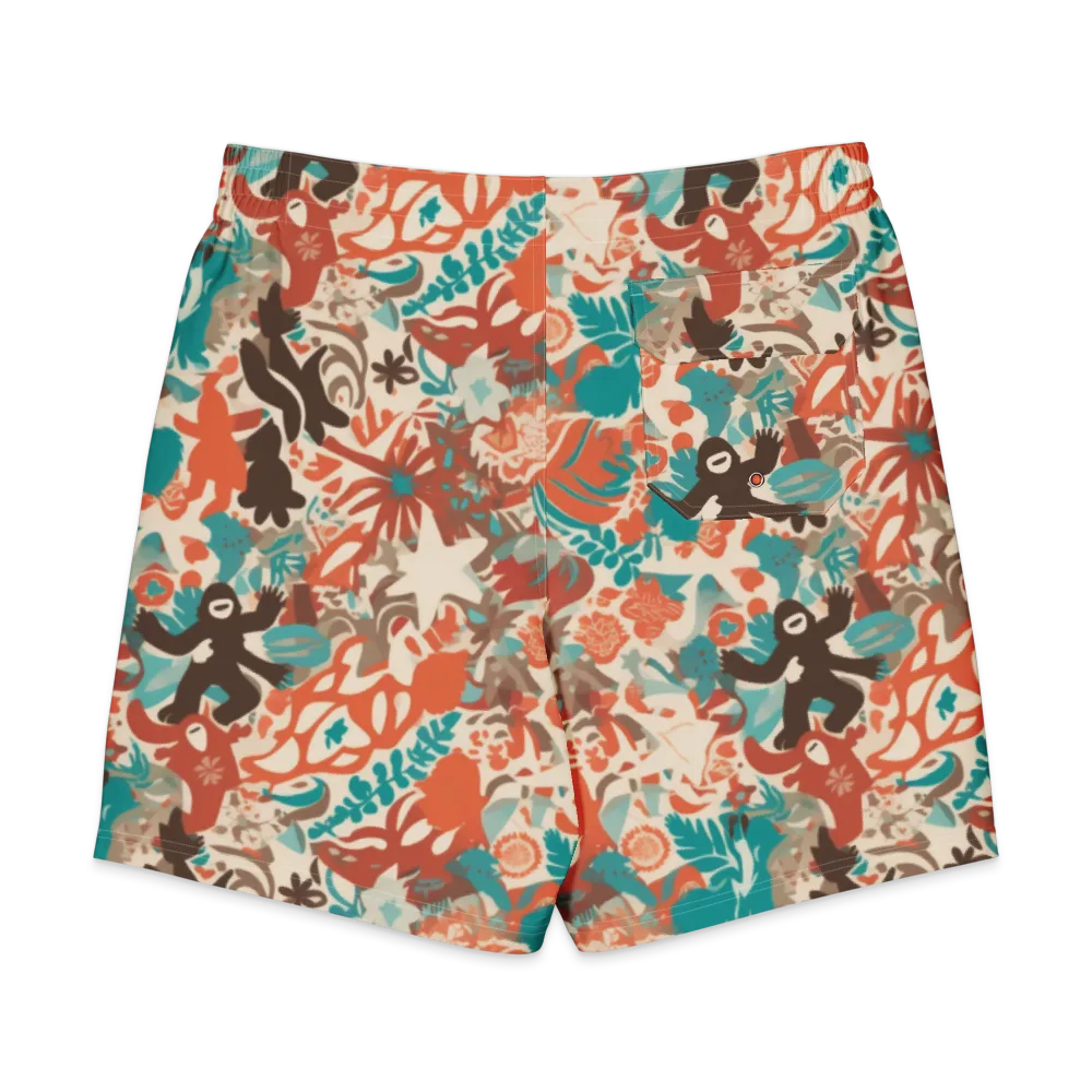 Tropical Cutout on Men's Board Shorts — Back