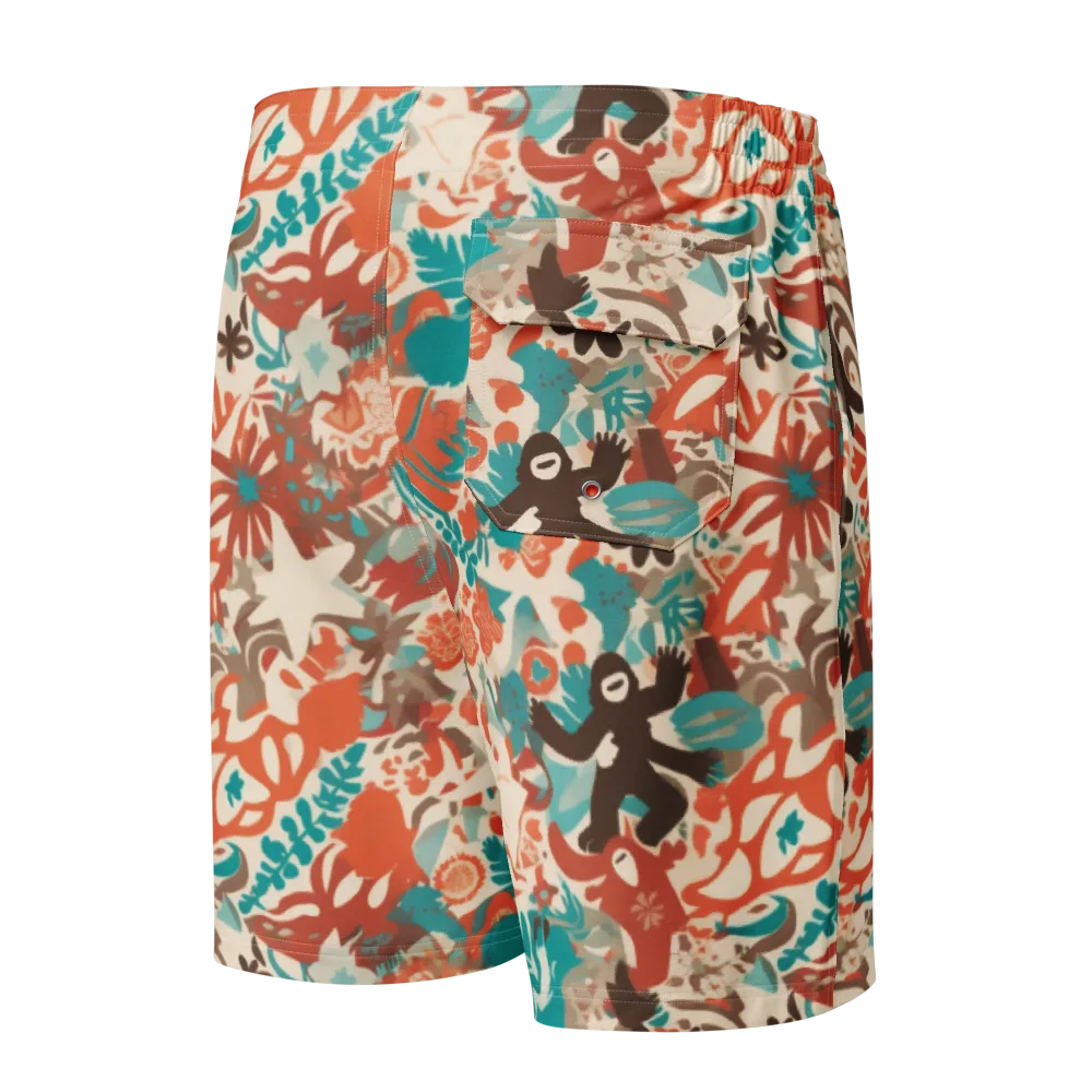 Tropical Cutout on Men's Board Shorts — Back