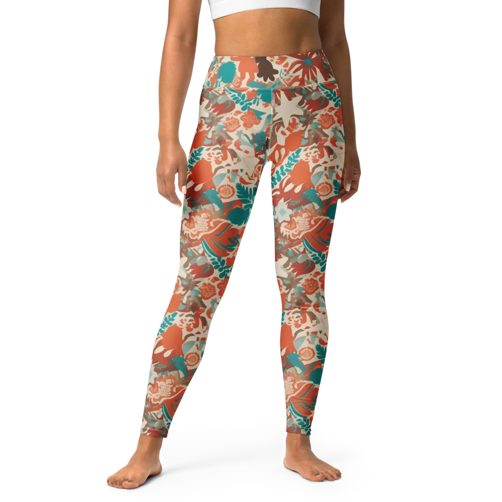 Tropical Cutout on Yoga Leggings — Front
