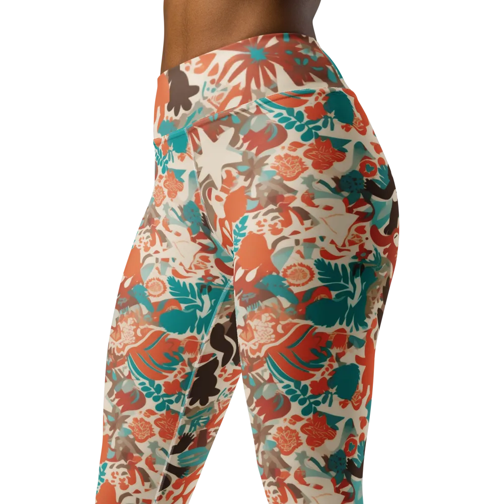 Tropical Cutout on Yoga Leggings — Left Front