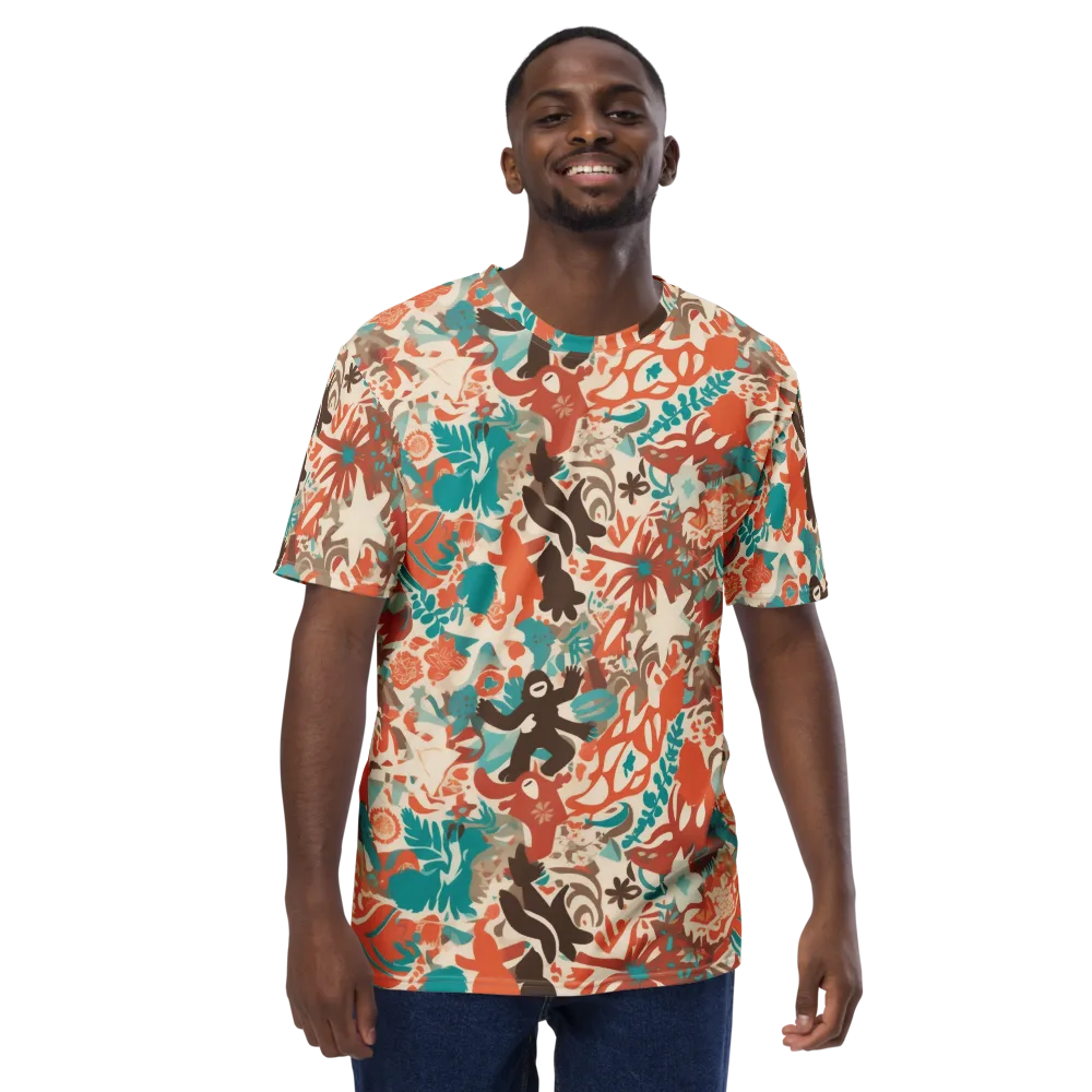 Tropical Cutout on Men's Crew Neck T-Shirt — Front
