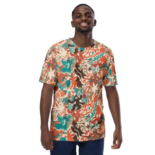 Tropical Cutout on a Men's Crew Neck T-Shirt