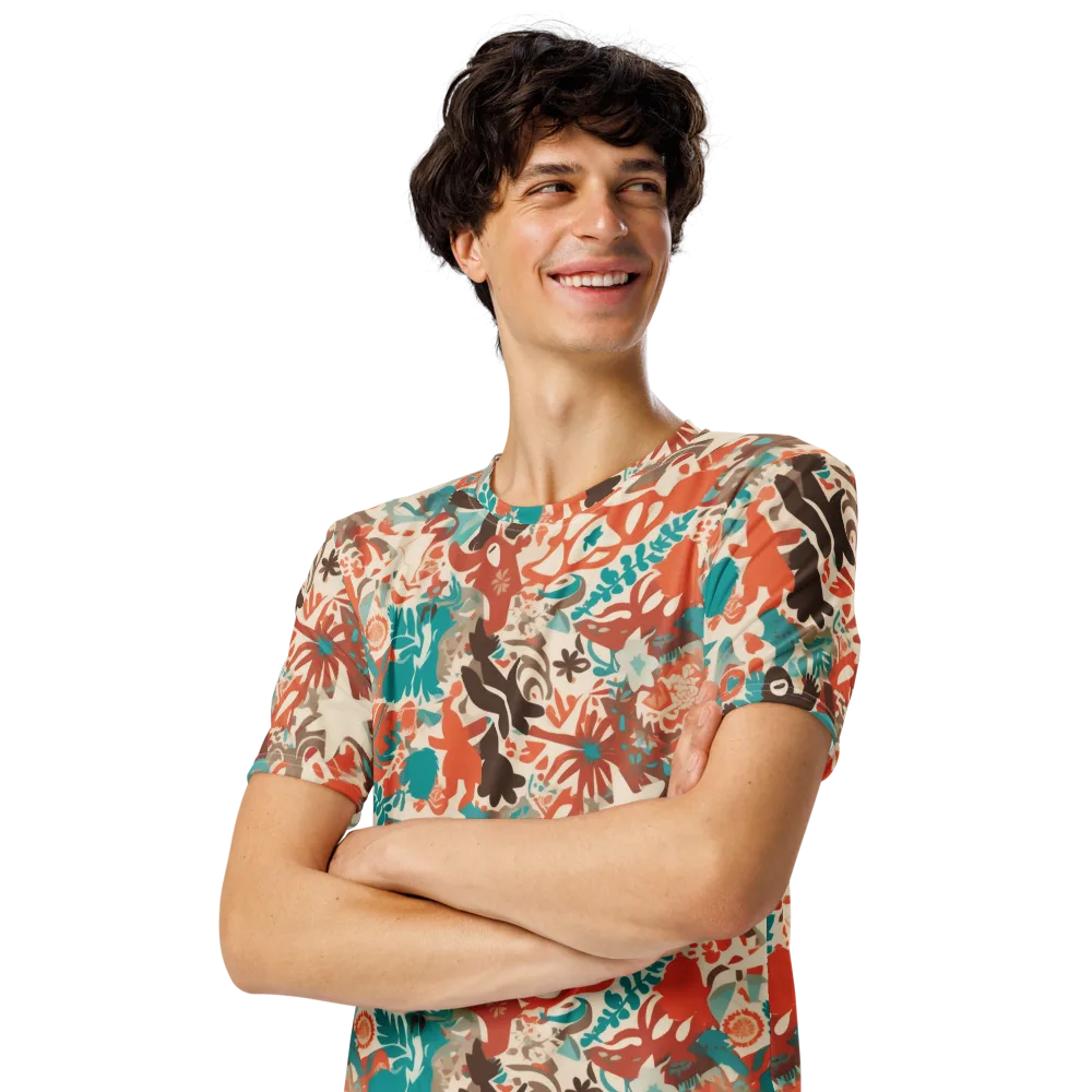 Tropical Cutout on Men's Crew Neck T-Shirt — Left Front