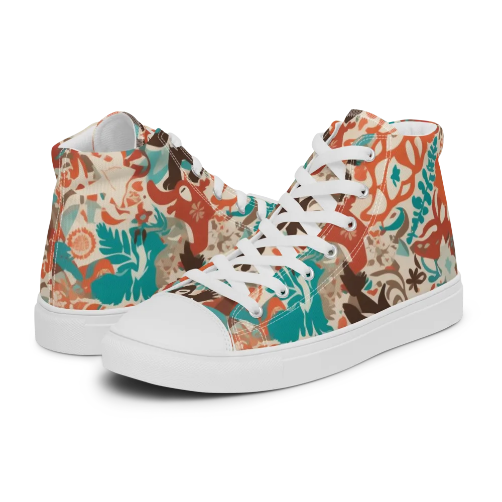 Tropical Cutout on Men's High Top Canvas Shoes — Left