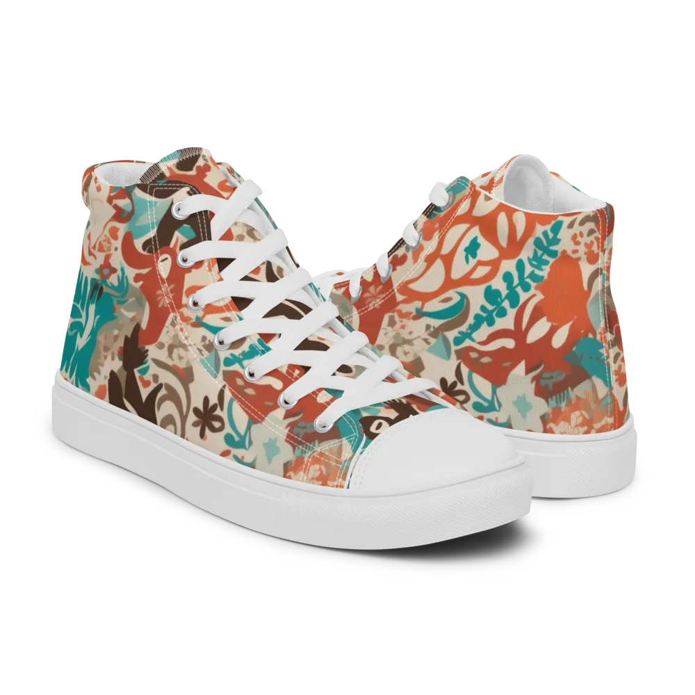 Tropical Cutout on Men's High Top Canvas Shoes — Right