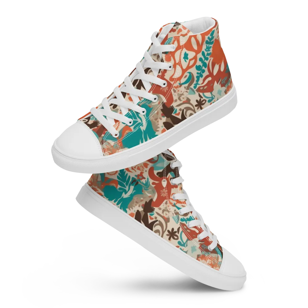 Tropical Cutout on Men's High Top Canvas Shoes — Front