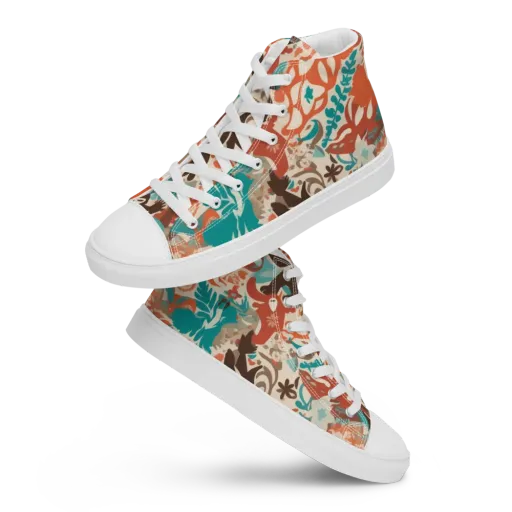 Tropical Cutout on a Men's High Top Canvas Shoes