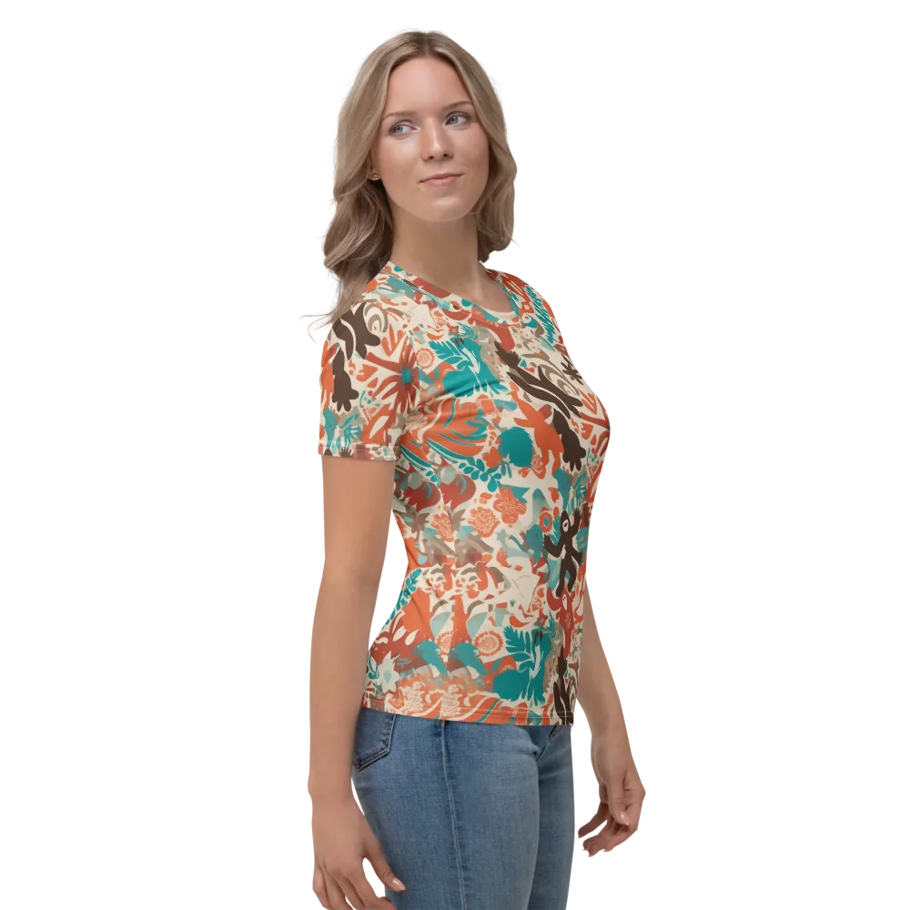 Tropical Cutout on Women's Crew Neck T-Shirt — Right