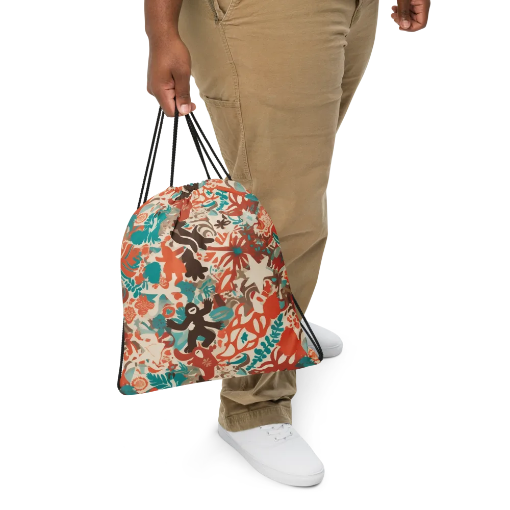 Tropical Cutout on Drawstring Bag — Front