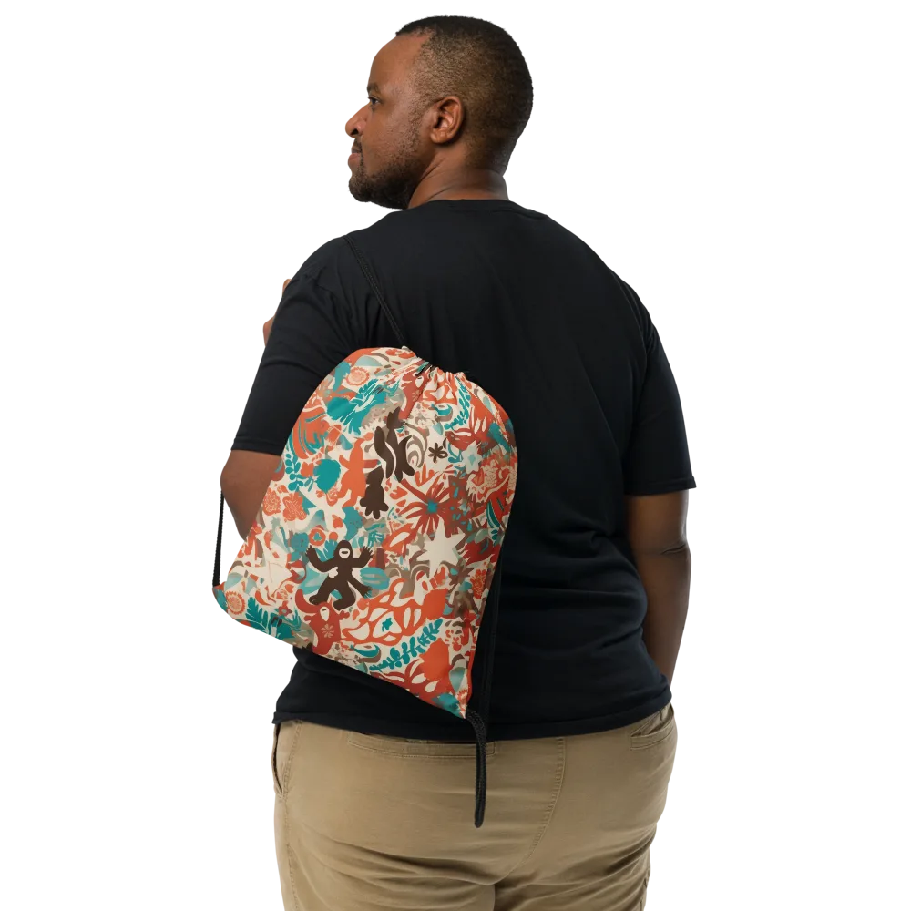 Tropical Cutout on Drawstring Bag — Front