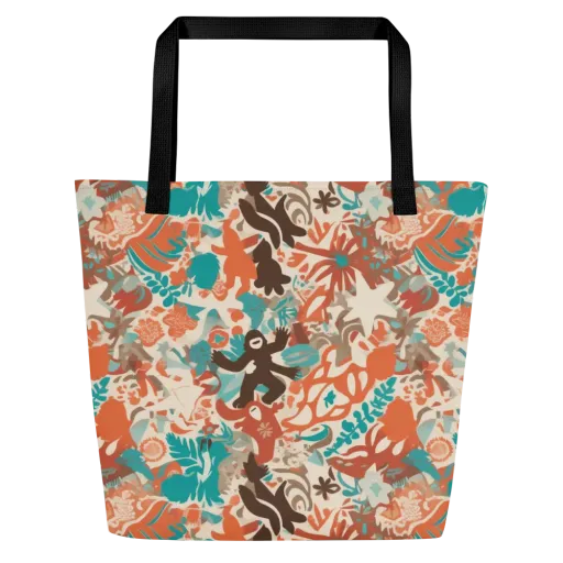 Tropical Cutout on a Large Tote Bag W/ Pocket