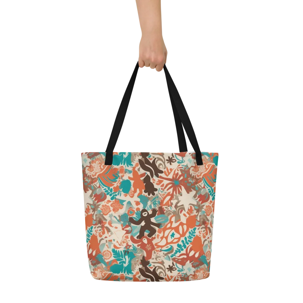 Tropical Cutout on Large Tote Bag W/ Pocket — Front