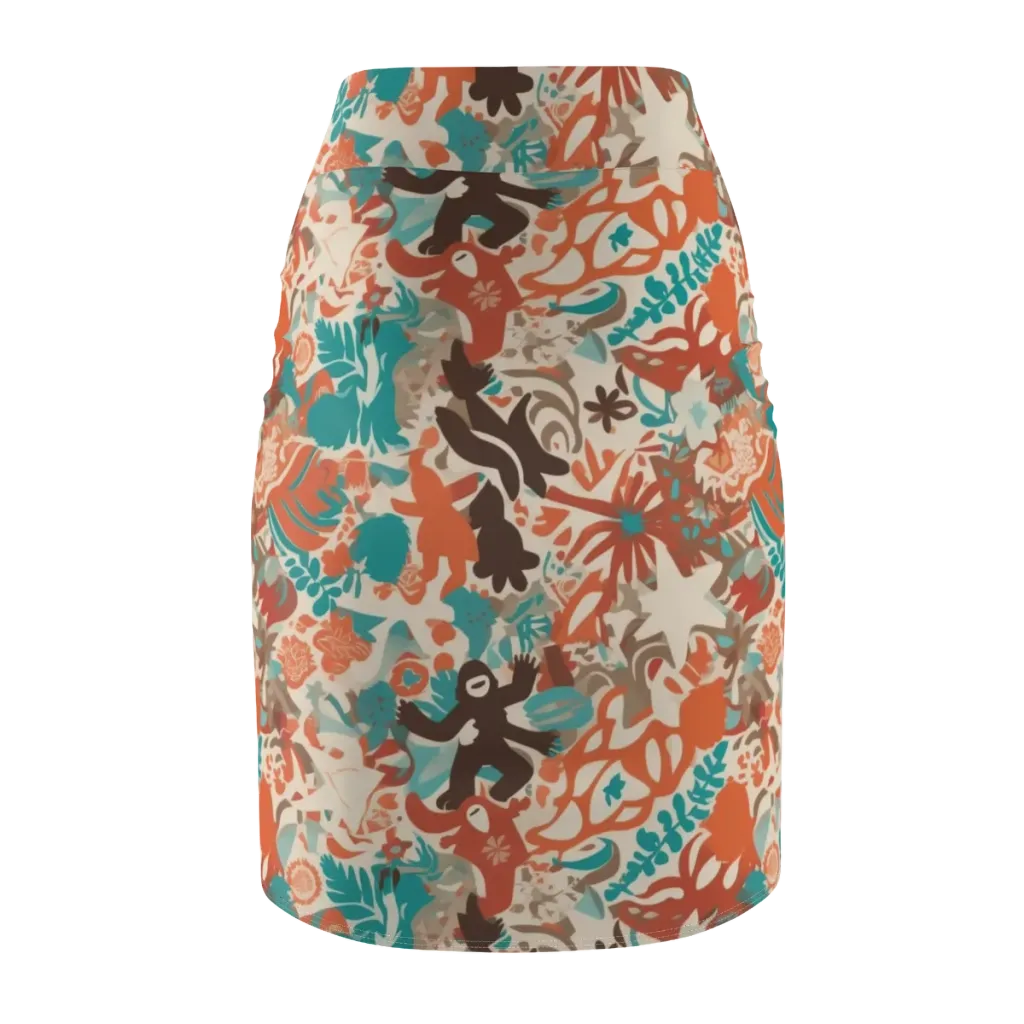 Tropical Cutout on Pencil Skirt — Back
