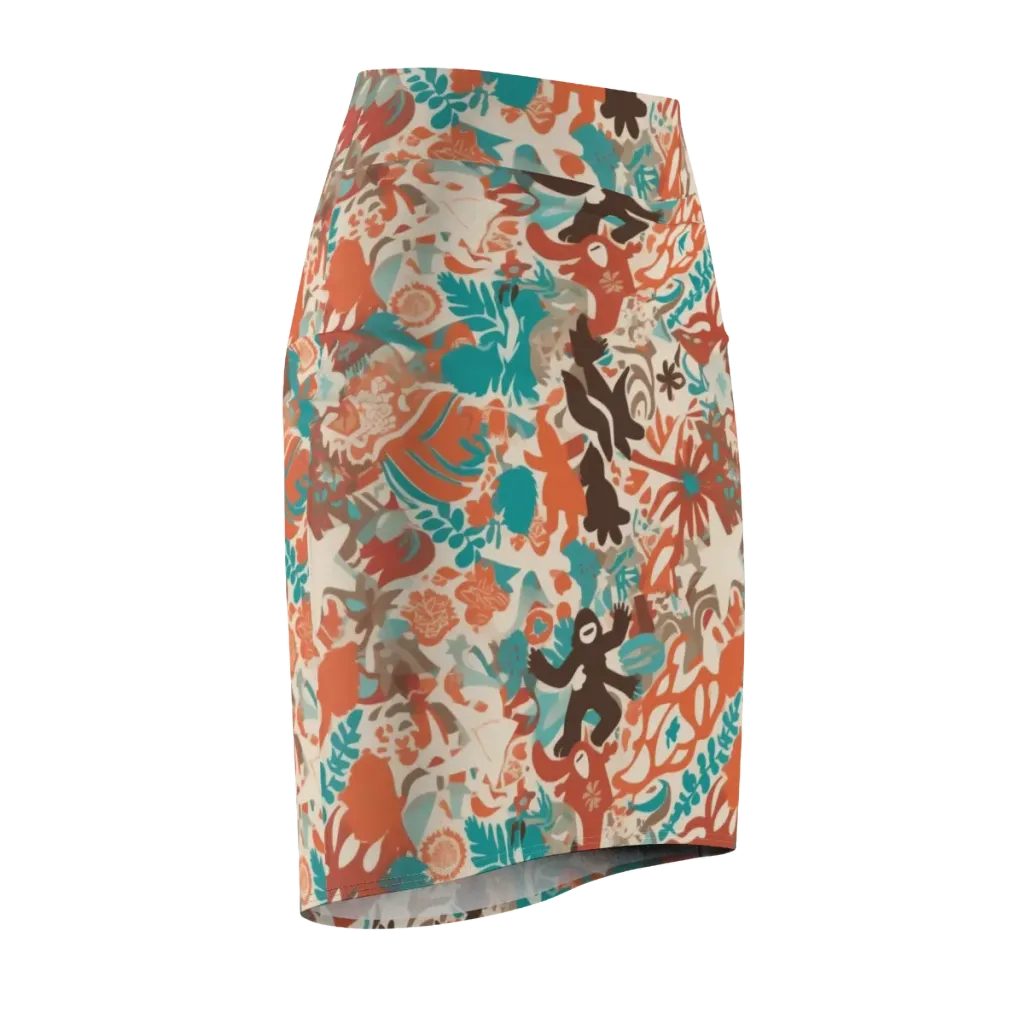 Tropical Cutout on Pencil Skirt — Front Side