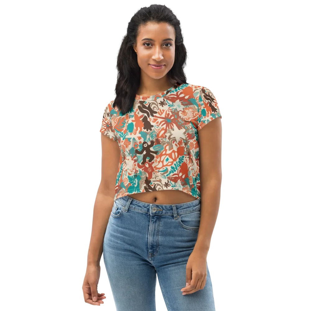 Tropical Cutout on Crop Tee — Front