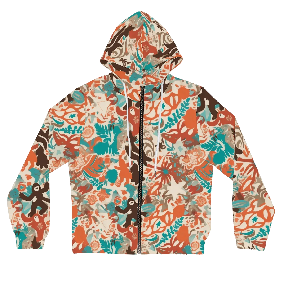 Tropical Cutout on Women's Full-Zip Hoodie — Front