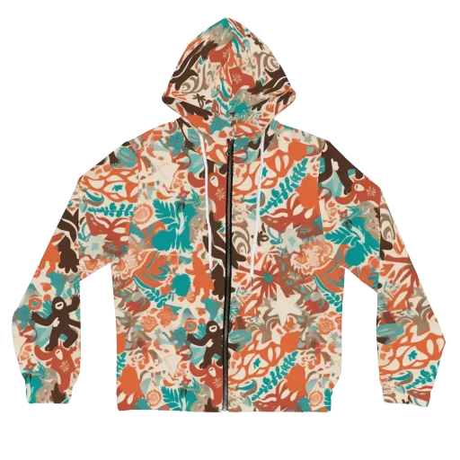 Tropical Cutout on a Women's Full-Zip Hoodie