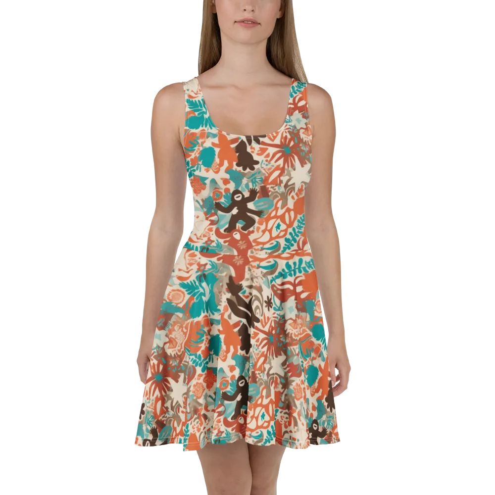 Tropical Cutout on Skater Dress — Front