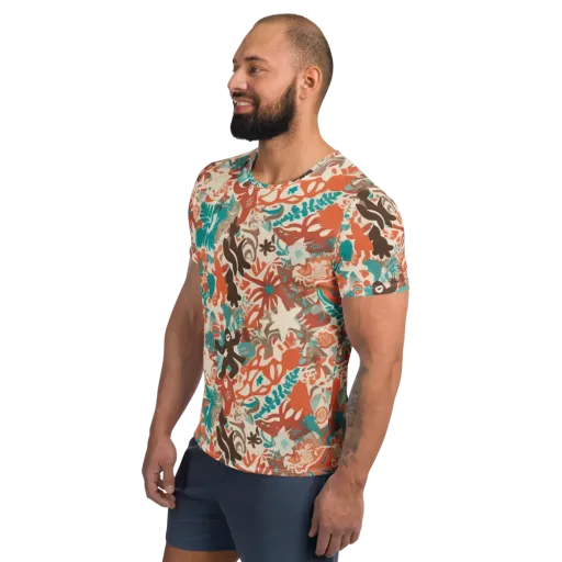 Tropical Cutout on a Men's Athletic T-Shirt