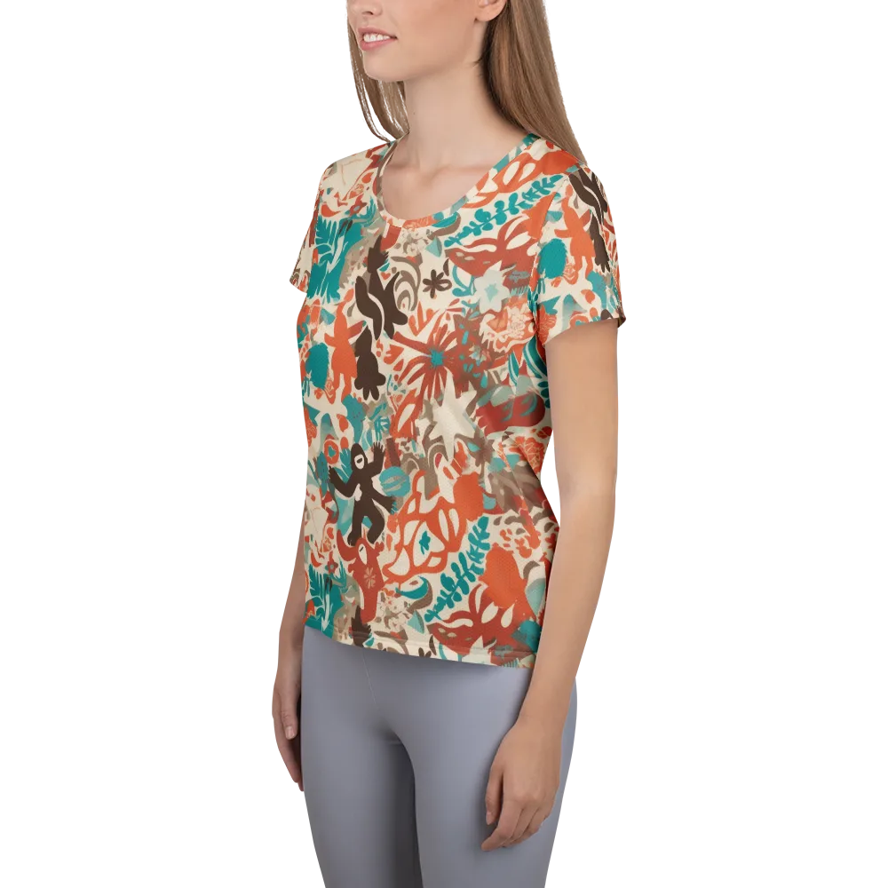 Tropical Cutout on Women's Athletic T-Shirt — Left