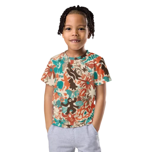 Tropical Cutout on a Kids Crew Neck T-Shirt