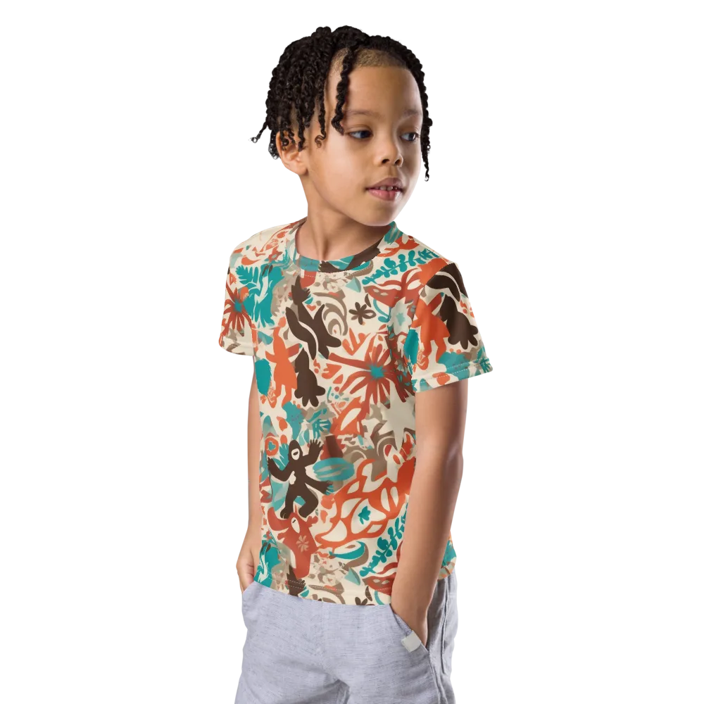 Tropical Cutout on Kids Crew Neck T-Shirt — Left Front