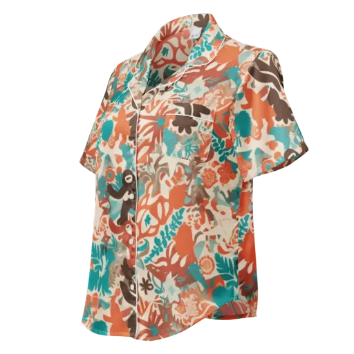 Tropical Cutout on a Women's Short Sleeve Pajama Top